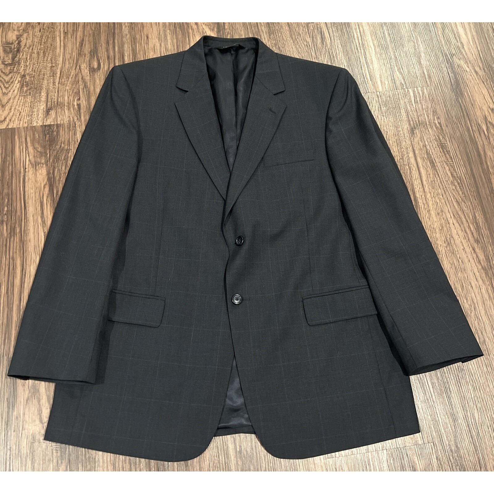 Jos A Bank 42r Glen Plaid Blazer Gray 2 Button Sport Coat Check Suit Jacket